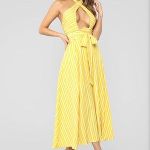 Fashion nova yellow striped midi dress